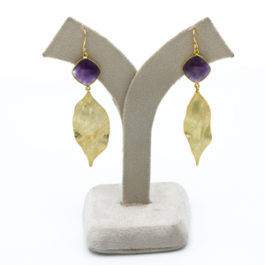 Pendientes de gota de latón de moda DUA hechos a mano joyería de declaración de boda chapada en oro de 18 quilates - Product Image 1