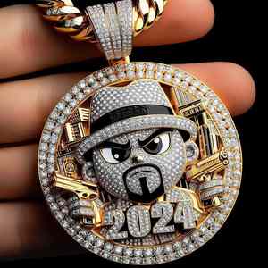 จี้เพชรแนวฮิปฮอปสีทองแบบ14kt ทันสมัยคุณภาพสูงเครื่องประดับสุดหรูหราหรูหราหรูหราทำจากเงินสเตอร์ลิงความบริสุทธิ์สูง - Product Image 2