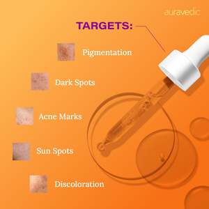 Auravedic Pigment Corrector <b>Serum</b> 50ml Home Use Anti-Wrinkle Pore Shrinking Brightening <b>Face</b> Vitamin C Turmeric Herbal Sample - Product Image 4