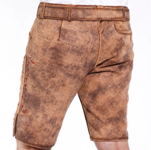 Elegante Lederhosen bávaro para hombres Pantalones cortos de cuero de gamuza de cabra genuina para hombres - Product Image 6