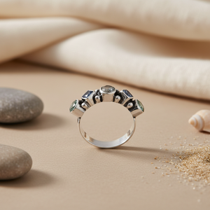 Bague tendance pour femme en argent 925 avec pierres précieuses, bijou classique/religieux, plaqué or, forme géométrique, chiffre incrusté en laiton - Product Image 2