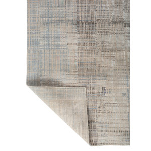 Tapis Kavi bleu noué à la main en laine et soie de bambou, motif abstrait, pour usage domestique (Srb(701(Fr)) - Product Image 5