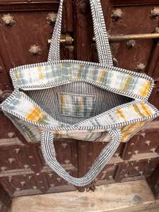 Oversized Large <b>Quilted</b> Boho Tote Bag Women Handmade Cotton Zipper Solid Color <b>Summer</b> Portable Overnight Beach Grocery Shopping - Product Image 2