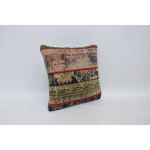 Coussin en laine de Bohème multicolore de 18x18 pouces Coussin décoratif à motif vintage Portable pour la literie Utilisation au sol Anneau tissé carré - Product Image 3