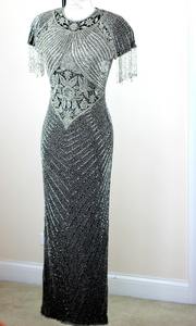 Robe de soirée longue en A, brodée, de luxe, faite à la main, pour femmes, décontractée, pour bal, formelle, cocktail, grande taille, perles, dîner - Product Image 2