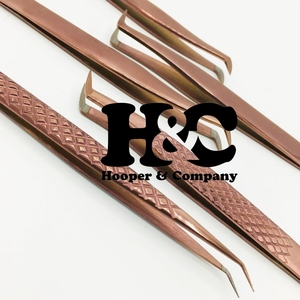 Venta al por mayor pinzas para extensión de pestañas pinzas de acero inoxidable de oro rosa pinzas para extensión de pestañas de visón sostenibles oferta de logotipo - Product Image 5