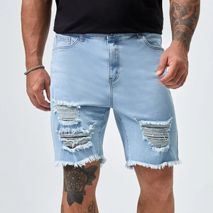 Mode empilé pantalons décontractés hommes jean shorts déchiré jeans shorts hommes été denim shorts - Product Image 5