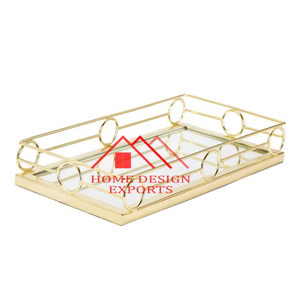 Plateau de service ovale décoratif en métal et miroir Best-seller - Product Image 5