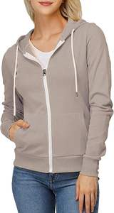 Nouvel arrivage de sweats à capuche pour femmes avec fermeture éclair complète et manches longues, poche kangourou, tenue décontracté, sweats à capuche vierges de base personnalisés avec logo à l'avant - Product Image 5