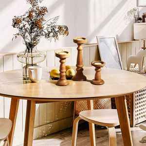 Bougeoir fait main en bois de manguier ensemble de 3 pièces fabricant indien support décoratif pour la maison noël sculpté fabricant personnalisé - Product Image 1