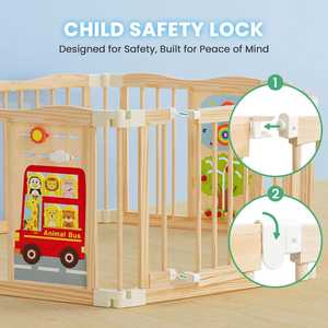 Adjustable Modern Montessori Playpen Safety Wooden Baby <strong>Stair</strong> <strong>Gate</strong> Foldable Safe Play Fence for Indoor Outdoor - Product Image 6
