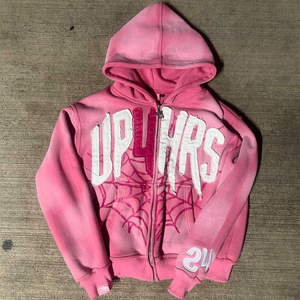 <b>Top</b> Trendy Sun Faded Oversized Zipper Hoodies Distressed Embroidered <b>Cropped</b> Hoodie Print for <b>Men</b> Knitted Fabric Long Front - Product Image 5