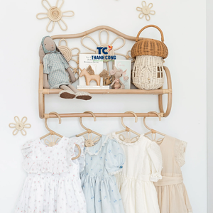 New Design Natural Rattan Wall Shelf Hanging Wall Art <b>Rack</b> Holders Decoration Wall Mount for Kids - Product Image 1