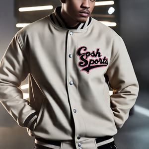 Veste universitaire en similicuir véritable pour hommes avec broderie de logo personnalisé, style décontracté, couleur dégradée, veste universitaire de baseball boutonnée - Product Image 4