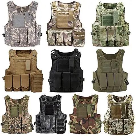 Chaleco de combate de asalto MOLLE RRV con bolsa/Chaleco de seguridad Protector de entrenamiento para caza táctica Airsoft al aire libre