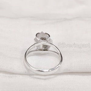 Joyería de piedra en bruto, anillo de mujer, piedra preciosa de diamante Herkimer Natural, banda de alambre de piedra natal, joyería de Navidad, anillo de Plata de Ley 925 - Product Image 6