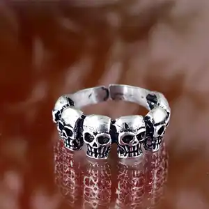 Оптовая продажа ювелирных изделий высшего качества стерлингового серебра череп и позолоченные женские кольца высокого качества