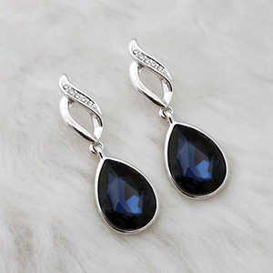 Pendientes colgantes chapados en rodio Kriaa azul, Crystal-1313654C - Product Image 1