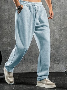 Pantalon décontracté pour homme en coton anti-rides vert clair de qualité supérieure, respirant, toutes saisons, coupe large, grandes tailles - Product Image 2