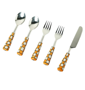 Ensemble de couverts faits à la main durables couverts couleur brillante poignée peinte à la main accessoires de table de cuisine décoratifs - Product Image 1