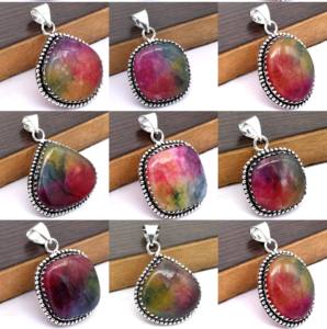 Women's Vintage Brass <b>Necklace</b> <b>Rainbow</b> Solar Quartz Gemstone Party Festival Fashion Pendant Antique Silver Plated Christian - Product Image 1