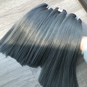 LINU <b>Grey</b> Virgin Vietnamese Human Hair Bundle Full Lace Front Double Drawn 250% Density HD Transparent for Lace 300gr for Lace - Product Image 5