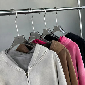 Fabrication en gros, conception personnalisée, sweat-shirts à capuche pour hommes de haute qualité, à épaules tombantes, 100% coton, poids lourd, délavé à l'acide, effet délavé au soleil, avec fermeture éclair - Product Image 6