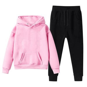 Sudadera con capucha para niños y pantalones de chándal Trajes de dos piezas Conjuntos de ropa de otoño e invierno Chándal con capucha de color sólido Trajes de 2 piezas - Product Image 1