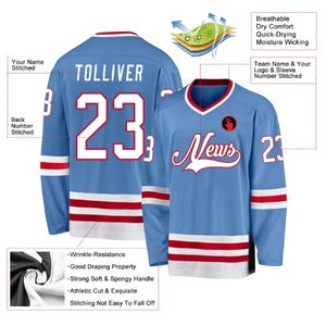 Vente en gros d'uniforme de hockey de Toronto personnalisé Maillot de hockey sur glace à manches longues respirant de haute qualité avec design vierge Nom de l'équipe OEM - Product Image 5