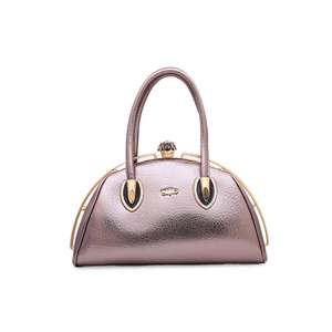 Sac à main en cuir gris P35836 pour filles fourre-tout élégant et décontracté avec fermeture à rabat à deux sangles Décoration de chaîne de perles doublée de cuir - Product Image 3