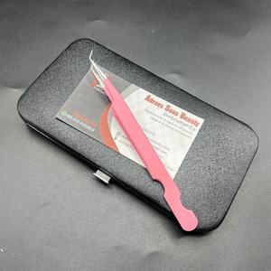 Pinzas de extensión de pestañas de acero inoxidable sostenibles japonesas de etiqueta privada punta puntiaguda de volumen mate Rosa profesional - Product Image 4