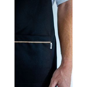 Tablier de cuisine 2.0 en coton ciré noir, style bavoir sans manches, brodé, de bonne qualité, pour la maison, le jardin, la préparation culinaire et le nettoyage - Product Image 6