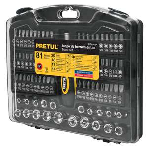 Jeu d'Outils de Mécanicien Professionnel Pretul JUDA-81P 81 Pièces avec Acier au Chrome Vanadium, Entraînement à Douille 1/4 Po, Douilles 6 Pans, Boîtier Robuste - Product Image 1