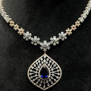 สร้อยคอเพชรสีทอง14K & 18K ชุดเพชรธรรมชาติแท้พร้อมต่างหูหินสีเครื่องประดับงานทำมือ - Product Image 1