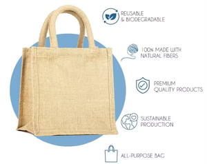 Sac fourre-tout en jute écologique coloré avec poche à fermeture éclair fabriqué à partir de textiles et de produits en cuir Matériau en toile de jute - Product Image 5