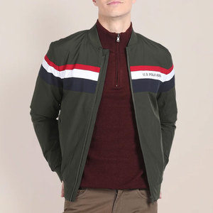 Long Sleeve Men's High Street Style Bomber <b>Jacket</b> <b>Canvas</b> Fabric Stand Collar Front Logo Multi Color Waterproof & Breathable - Product Image 1