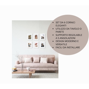 Ensemble de 6 cadres photo en bois blanc brillant 12,7 x 17,8 cm avec support réglable pour utilisation sur table ou mur - Product Image 3