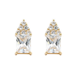 Pendientes Huggie con Diamantes CZ, Corte Geométrico, Engaste de Garra, Chapado en Oro de 14K, Oro Rosa, Oro Blanco, Joyería de Compromiso para Mujer - Product Image 3