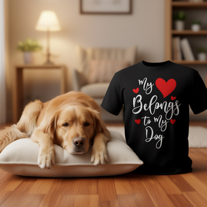 Camiseta con la frase "Mi corazón pertenece a mi perro", regalo del día de San Valentín para amantes de los perros - Product Image 3