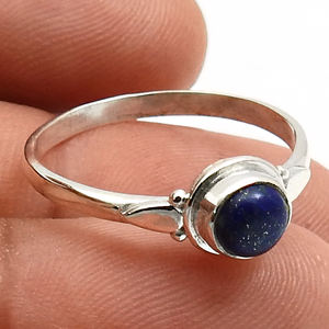 Natural Blue Lapis Gemstone Minimalist Design 925 Sterling Silver <b>Ring</b> Jewelry Factory Wholesale Handmade Vintage Design India - Product Image 3