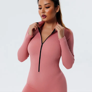 ชุดหมีขาสั้นมีซิปด้านหน้าสำหรับผู้หญิงชุดจั๊มสูทสำหรับเล่นโยคะออกกำลังกายเล่นกีฬาแบบเซ็กซี่สำหรับ2025ฤดูร้อน - Product Image 5