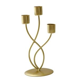 Portavelas de metal hecho a mano con acabado dorado y candelabro para decoración de mesa de sala de estar - Product Image 5