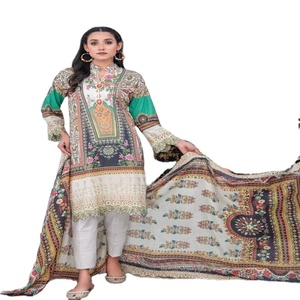 ชุดเดรสผ้าฝ้าย100% หรูหราของผู้หญิงสำหรับฤดูร้อนชุดเดรสสไตล์ปากีสถานคาร์เมซขนาดใหญ่พิเศษพิมพ์ลายแพทเทิร์น - Product Image 1