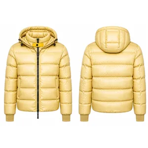 Men's Winter Hooded <b>Puffer</b> Jacket <b>Black</b> Down Filled Windproof Zipper Closure Casual Style Slim Fit Polyester Shell - Product Image 4