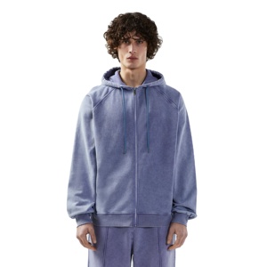 Haute qualité 100% coton lourd GSM sweat à capuche zippé pour hommes lavé à l'acide Vintage Style Streetwear Offre Spéciale à capuche sensible à la chaleur - Product Image 2