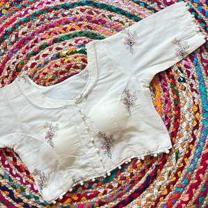 Pure Camric Satin Soie Blouse Vintage Broderie Florale Dentelle Teinture Personnalisée Taille Libre Lisse Coton Diabolo Satin Respirant - Product Image 3