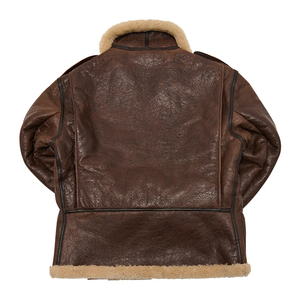 Blouson aviateur B-6 en cuir véritable pour homme, écologique, vintage, en peau de mouton, imperméable, coupe-vent, hiver, logo OEM sur le devant - Product Image 3