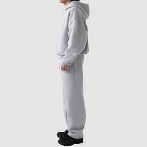 Unisex Heavyweight Casual Breathable Tracksuit 340g Polyester/Cotton Regular <b>Zip</b> Hoodies Jogger Set Streetwear Custom Design - Product Image 3