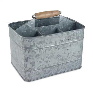 Popular Design Metal Iron Galvanized <b>Utensils</b> Holder for Kitchen Tool Galvanized Cutlery Holder With Wood Handle - Product Image 1