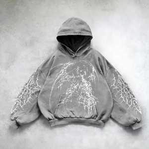 OEM personalizado 100% de alta calidad de gran tamaño gótico Ángel gráfico Sudadera con capucha de algodón polar 360 GSM - Product Image 3